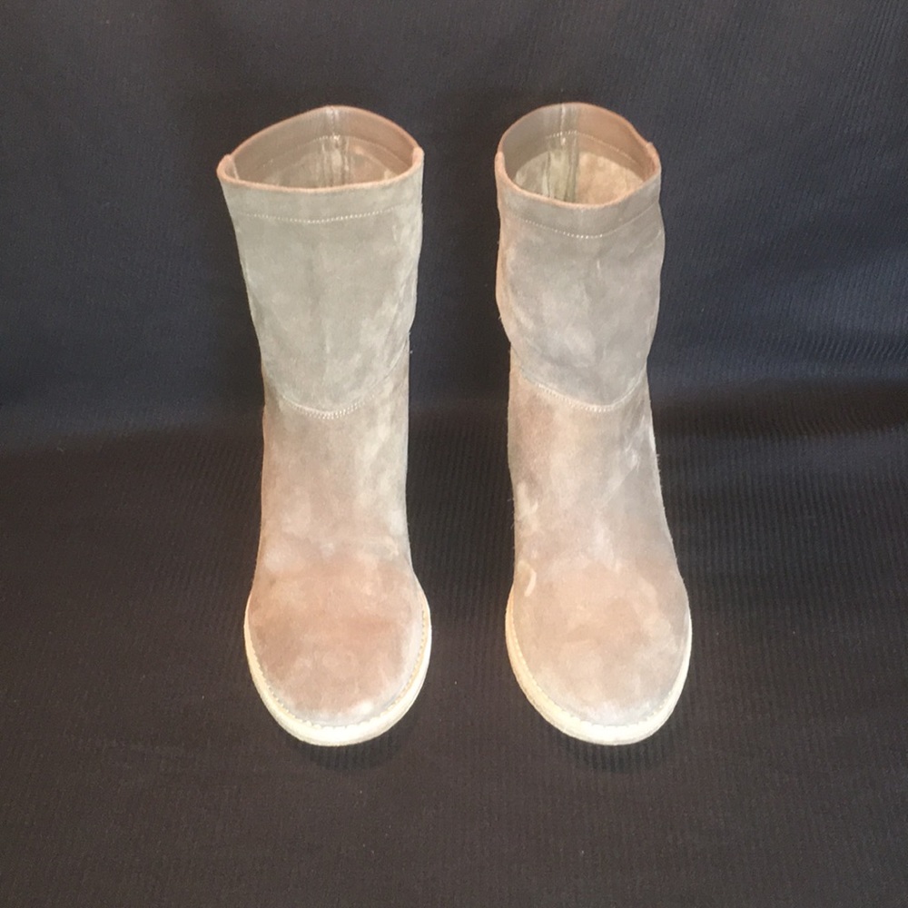 VINCE Roper Leather Suede Taupe Chic Boots Sz 8 M